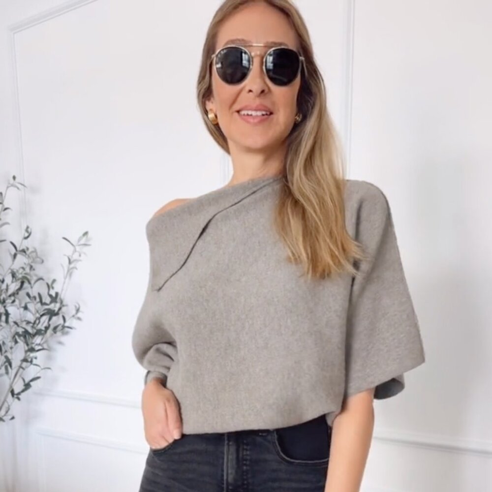 Zara LAPEL COLLAR KNIT JUMPER - Picture 3 of 5